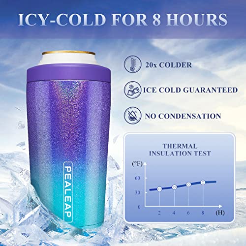 PEALEAP 4 in 1 Insulated Slim Can Cooler for 12 OZ Cans and Beer Bottle - Keep 8 Hours Cold, Easy to Hold - Stainless Steel Can Holder, Double Walled Can Insulator for Hard Seltzer and More - Image 3
