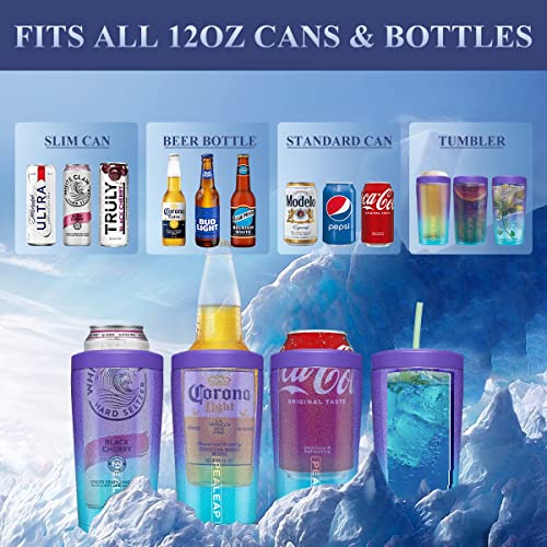 PEALEAP 4 in 1 Insulated Slim Can Cooler for 12 OZ Cans and Beer Bottle - Keep 8 Hours Cold, Easy to Hold - Stainless Steel Can Holder, Double Walled Can Insulator for Hard Seltzer and More - Image 2