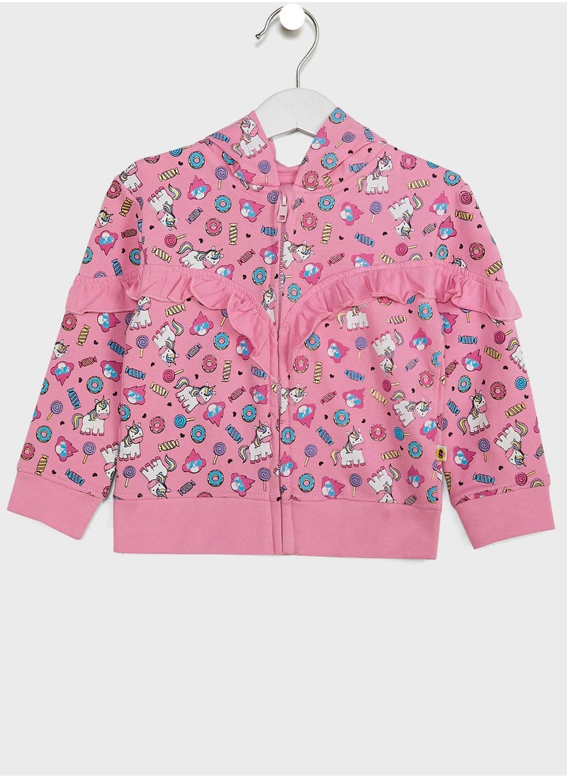 Cheekee Munkee - Kids Unicorn Print Zip Through Hoodie - Image 1