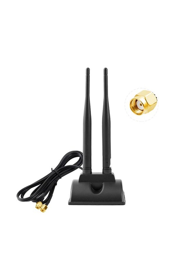 POBADY 2.4G /5G/ 5.8G Dual Frequency WiFi Antenna MIMO Omnidirectional Signal Booster Magnetic Base 6dBi RP-SMA Adapter 1.2M 3.9ft for PCIE Network WiFi Card Router External Antenna Wireless WLAN - Image 1