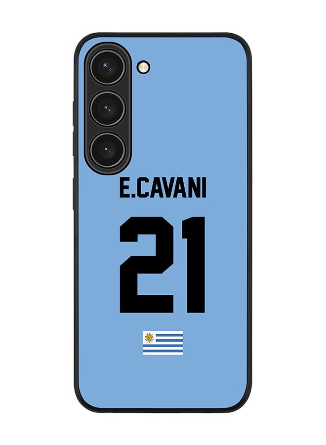 Stylizedd Rugged Black edge case for Samsung Galaxy S23 5G Slim fit Soft Case Flexible Rubber Edges Anti Drop TPU Gel Thin Cover - Football Team - Uruguay Player Name - E.Cavani - Image 1