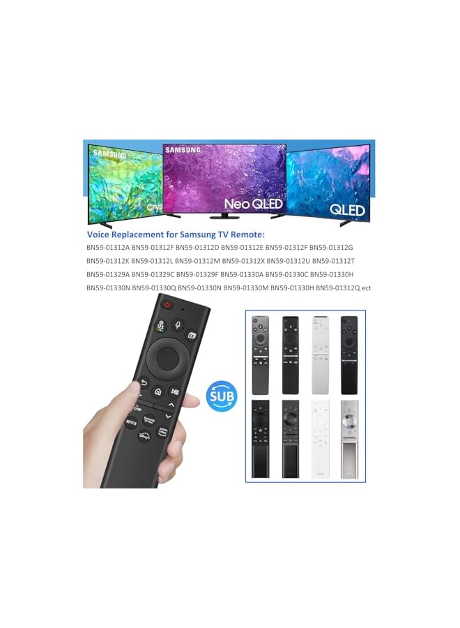 TIGER Voice-Compatible Universal Remote Control for Samsung Smart TVs & Monitors: BN59-01385A Replacement - Designed for Frame, Serif, Crystal, Solar, UHD, Neo QLED, OLED, 4K, 8K Models - Image 5
