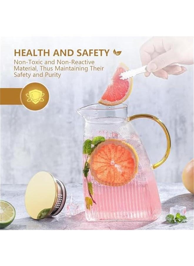 HOOKOR Glass Pitcher with Lid for Fridge Side Door, 1800ML Glass Water Pitcher with Handmade, Glass Carafe for Hot/Cold Water, Large Iced Tea Pitcher for Coffee, Juice and Homemade Beverage  - Image 3