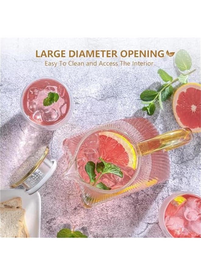 HOOKOR Glass Pitcher with Lid for Fridge Side Door, 1800ML Glass Water Pitcher with Handmade, Glass Carafe for Hot/Cold Water, Large Iced Tea Pitcher for Coffee, Juice and Homemade Beverage  - Image 4