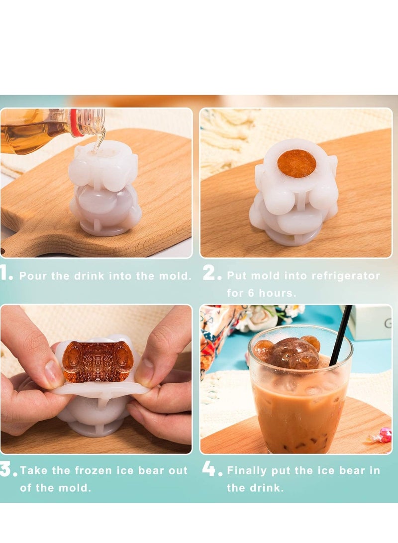 Barakah Silicone Mold, 2Pcs 3D Teddy Bear Soap Candle Ice Cube for Coffee, Milk, Tea, Candy Gummy Fondant, Cake Baking, Cupcake Topper Decoration (2 Sizes) - Image 3