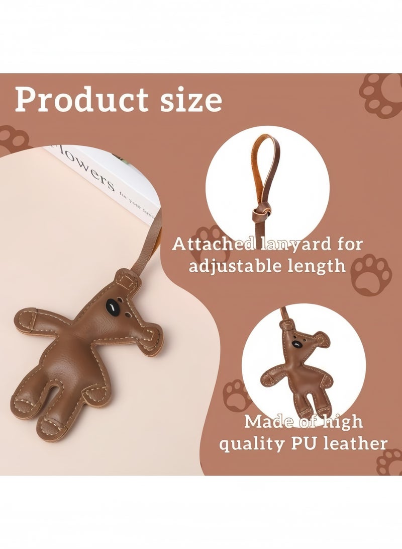 Brown Bear Bag Charm Kawaii Animal Charm Funny Leather Fashion Bag Key Charms for Women Purse Handbags Bag Car Accessories Brown Large - Image 2