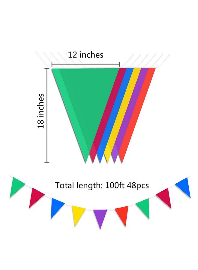 Piokio 100ft Colorful Flag Banner Party Celebrations Graduation Decorations, for Party, Birthdays, Classroom Decorations - Image 2