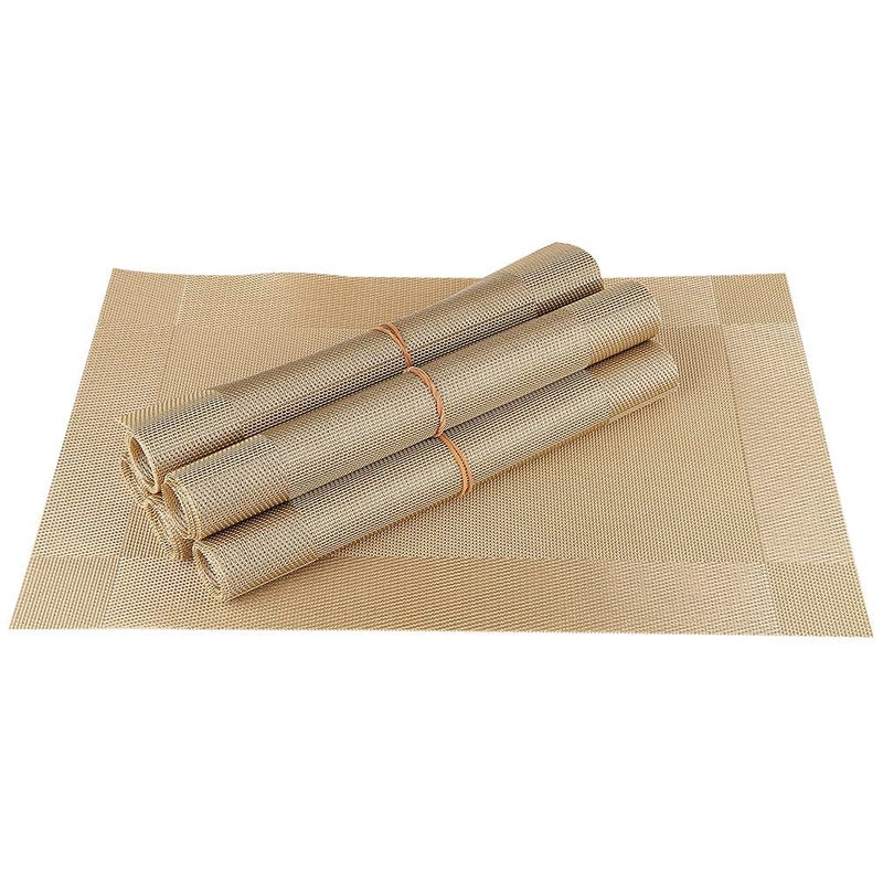 AMENDAS Dining Table Mat Waterproof Placement Place Mats for Kitchen Dining Table Heat Resistant Stain AntiSkid Washable PVC Table Mats Kids School Lunch Mat Gold - Image 3
