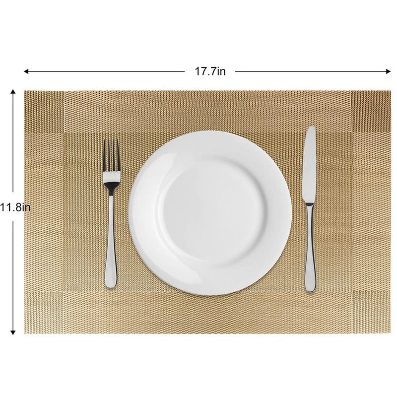 AMENDAS Dining Table Mat Waterproof Placement Place Mats for Kitchen Dining Table Heat Resistant Stain AntiSkid Washable PVC Table Mats Kids School Lunch Mat Gold - Image 5