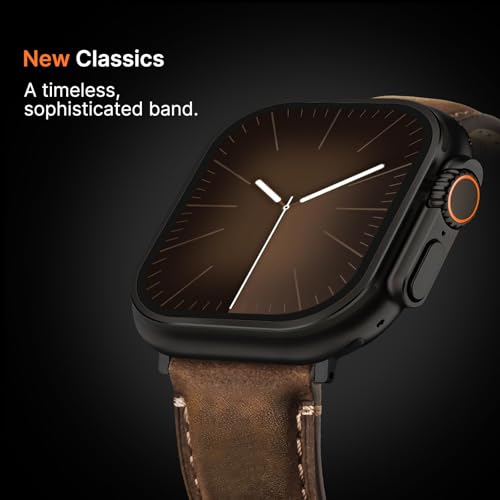 Fullmosa 2 Pack Leather Watch Strap Compatible with Apple Watch Bands 49mm 46mm 45mm 44mm 42mm(Series 3/2/1), Genuine Leather iWatch Straps for Ultra/SE 3/2/1 Series 11 10 9 8 7 6 5 4 3 2 1 - Image 2