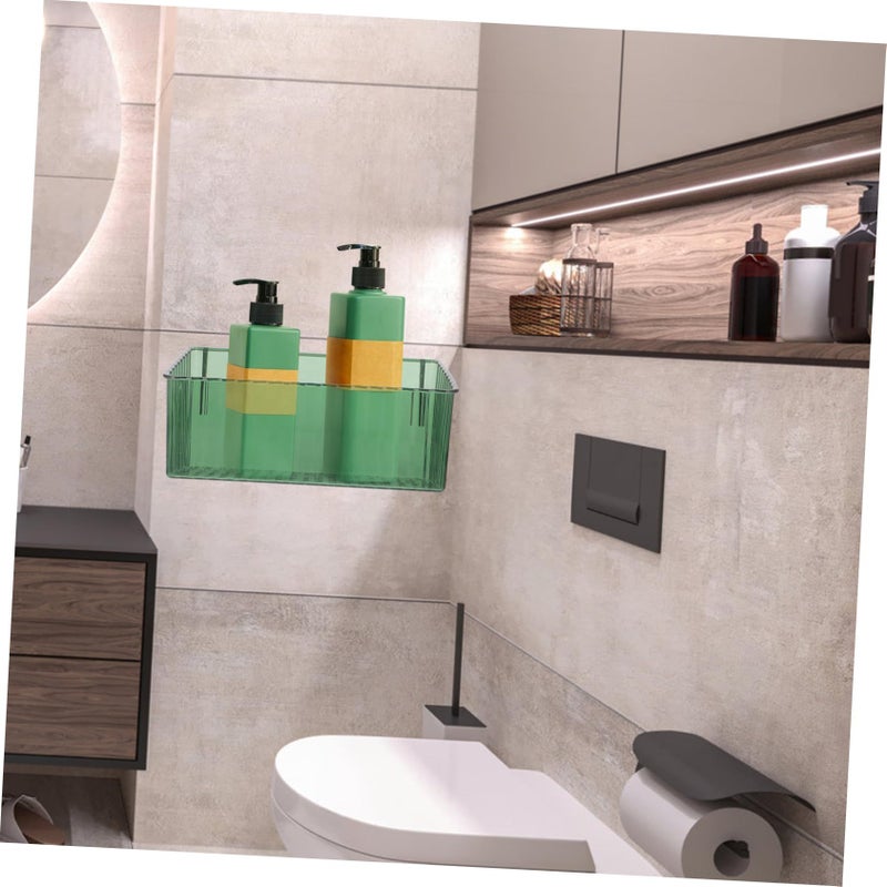 Green Wall Mounted Storage Rack Large Capacity Draining Soap Box Nail Design Easy Installation - Image 4