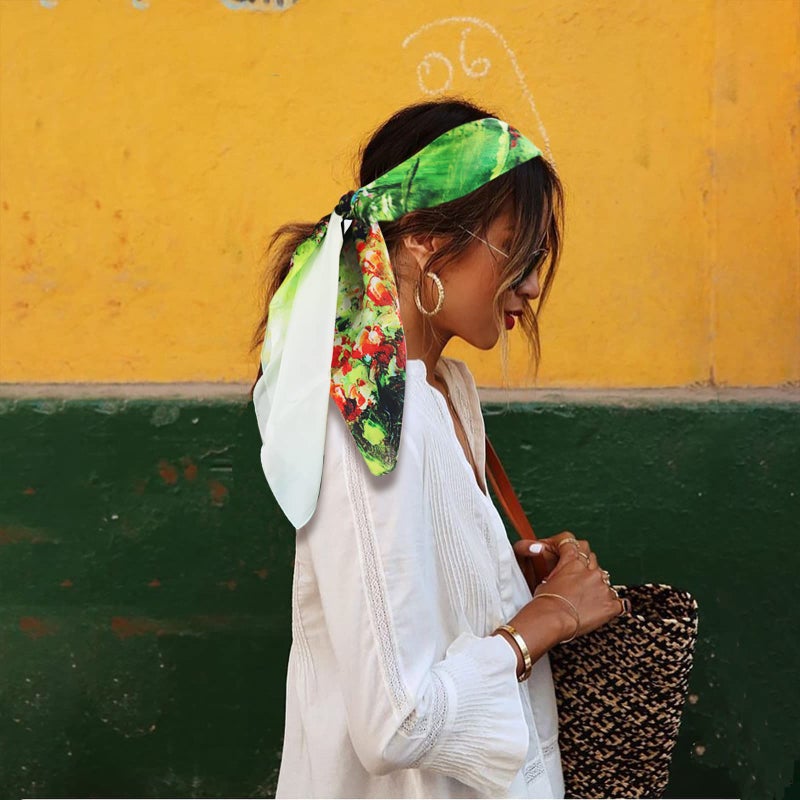 vimate وشاح حرير نسائي 100% ، وشاح رأس حرير موضة 35 × 35 بوصة للنساء لتغطية الشعر في الليل - Image 2