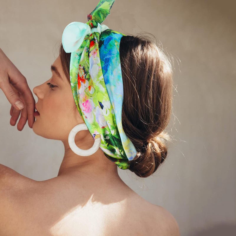 vimate وشاح حرير نسائي 100% ، وشاح رأس حرير موضة 35 × 35 بوصة للنساء لتغطية الشعر في الليل - Image 3