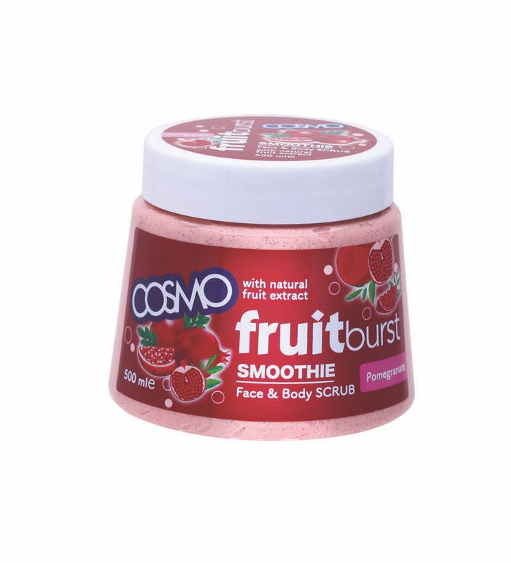 COSMO Fruitburst Pomegranate Face & Body Scrub – Exfoliating Natural Scrub with Pomegranate Extract, Removes Dead Skin Cells, Deep Cleansing & Moisturizing Formula for Smooth, Glowing Skin – Suitable for All Skin Types, 500ml