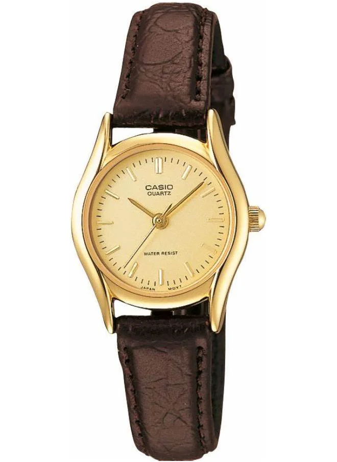 CASIO Women's Analog Display Watch With Brown Leather Strap - LTP-1094Q-9ARDF