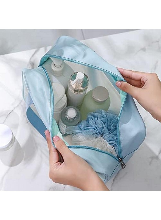 DEVHEART Clear Makeup Pouch Set, Cosmetic Organizer Bag Pouches for Women and Girls Waterproof Clear Toiletry for Storage and Travelling (Sky) - Image 3