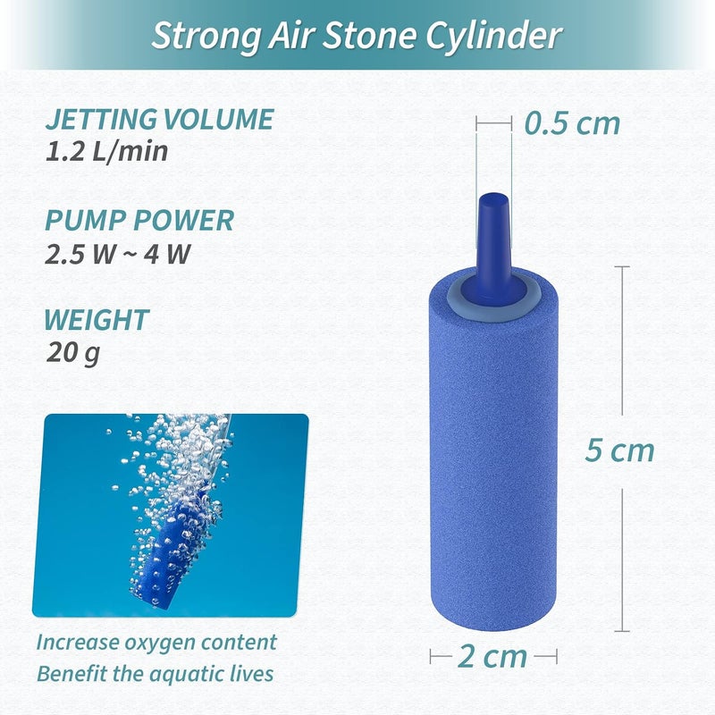 Meridian 6 Pcs 5 cm Fish Tank Air Stone Cylinder Blue Bubble Diffuser - CT - Image 4