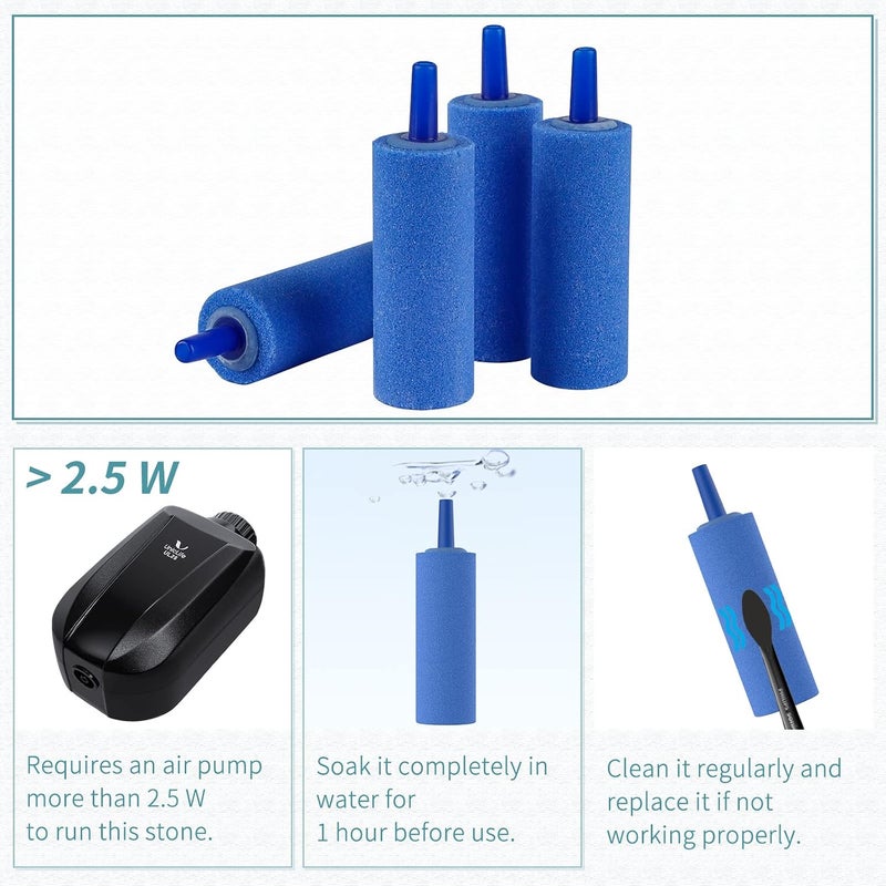 Meridian 6 Pcs 5 cm Fish Tank Air Stone Cylinder Blue Bubble Diffuser - CT - Image 2