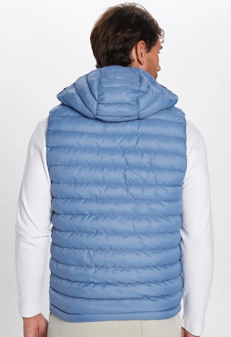 تودورس Men's Slim Fit Slim Fit Lined Windproof Pocket Blue Detachable Hooded Puffer Vest