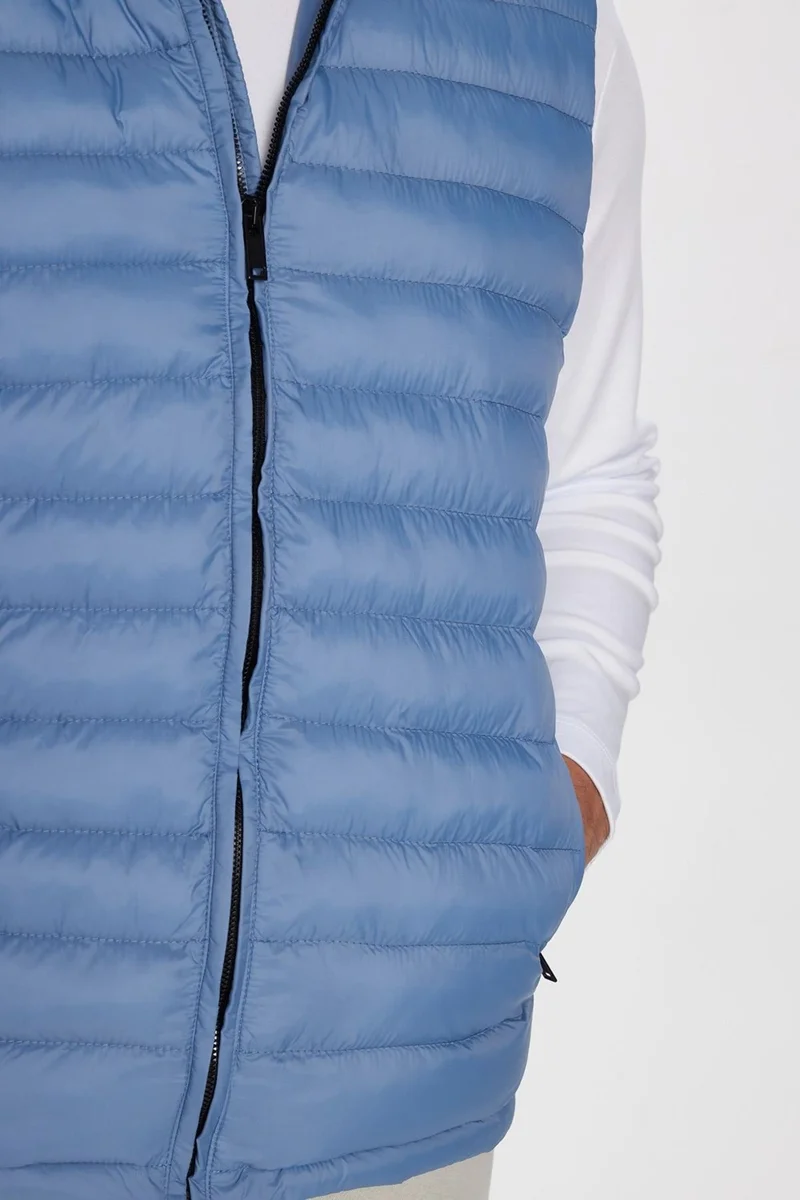 تودورس Men's Slim Fit Slim Fit Lined Windproof Pocket Blue Detachable Hooded Puffer Vest