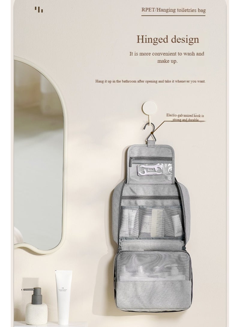 Generic Toiletry bag Travel bag with hook Waterproof high-capacity hanging multi-purpose cosmetic bag Portable cosmetic bags for men and women, travel accessories - Hanging toiletry bag - grey  - Image 2