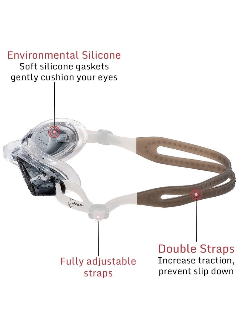 Dolphin - DZ-1600 Anti-Fog Swimming Goggles With Ear Plugs, Black - Image 1