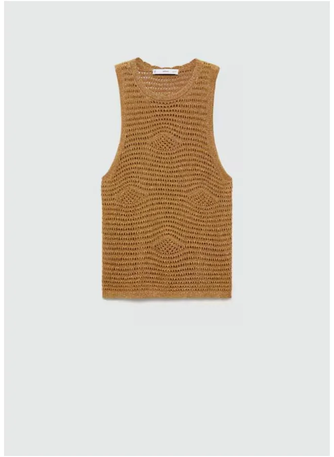 MANGO Openwork Knitted Lurex Top