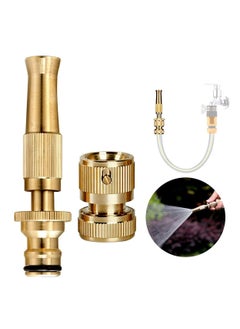 ماركة غير محددة مجموعة تركيب أنابيب خرطوم حديقة نحاسية 3/4 بوصة، تركيب سريع، فوهة خرطوم متعددة الأوضاع للرش، للحديقة، غسيل السيارات، سقي العشب  - Image 1