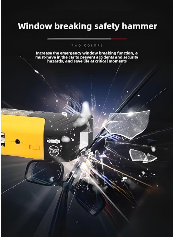 Portable Car Jump Starter and Power Bank - 12V Emergency Battery Booster for Petrol and Diesel Engines with Dual USB Ports, LED Light, and Safety Hammer - Image 3
