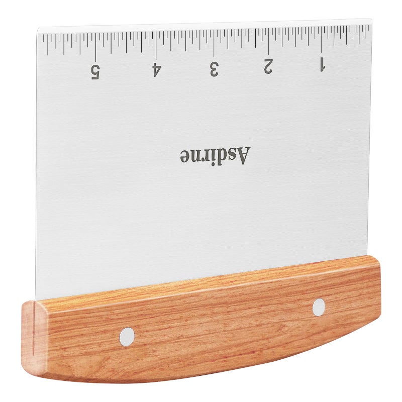 Asdirne Dough Cutter Dough Scraper with Wooden Handle and Food Grade Stainless Steel Blade Pastry Scraper 15CM