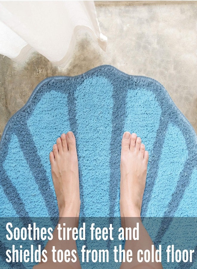 UNIBATH Seashell Bathroom Rugs and Mat Cute Beach Bath Mat for Cartoon Sea Bathroom Decor Aqua Blue Bath Rugs Plush Non-Slip Foot Mat Absorbent Bathtub Rug Washable - Image 4