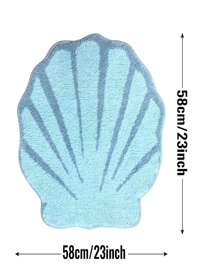UNIBATH Seashell Bathroom Rugs and Mat Cute Beach Bath Mat for Cartoon Sea Bathroom Decor Aqua Blue Bath Rugs Plush Non-Slip Foot Mat Absorbent Bathtub Rug Washable - Image 2