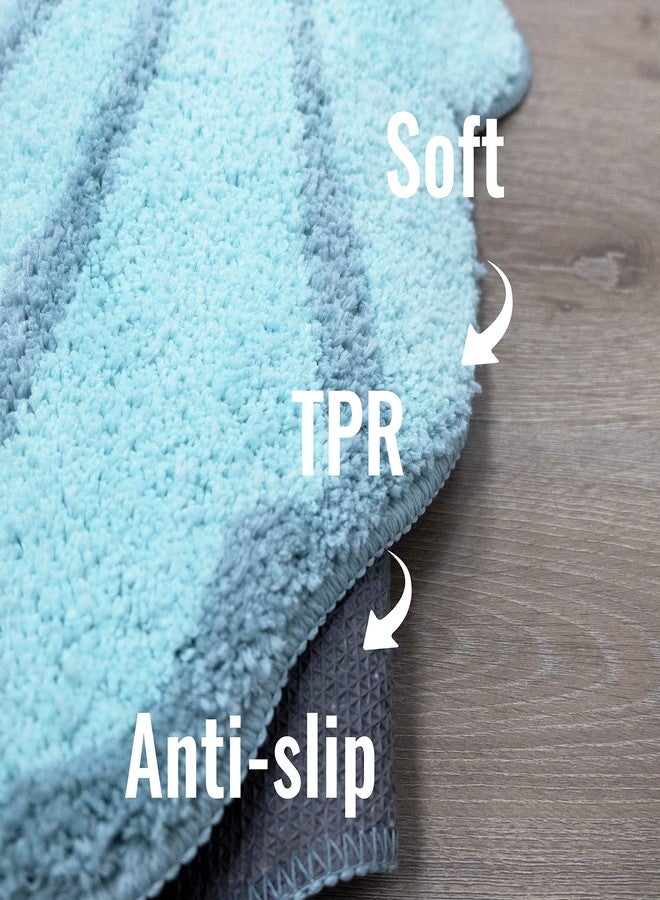 UNIBATH Seashell Bathroom Rugs and Mat Cute Beach Bath Mat for Cartoon Sea Bathroom Decor Aqua Blue Bath Rugs Plush Non-Slip Foot Mat Absorbent Bathtub Rug Washable - Image 5