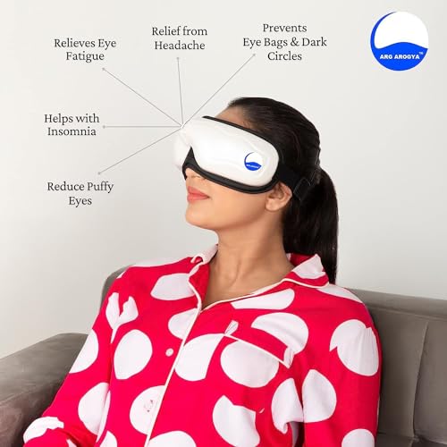 AROGYA Eye Massager with Heat Compress-Vibration Massage-Air Pressure-Bluetooth Music-Rechargeable For Eye Relaxation, Headache & Migraine, Reduce Dark Circles, Relieve Strain, Improve Sleep - Image 3