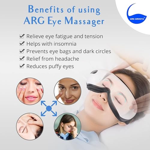 AROGYA Eye Massager with Heat Compress-Vibration Massage-Air Pressure-Bluetooth Music-Rechargeable For Eye Relaxation, Headache & Migraine, Reduce Dark Circles, Relieve Strain, Improve Sleep - Image 5