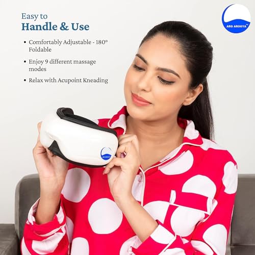 AROGYA Eye Massager with Heat Compress-Vibration Massage-Air Pressure-Bluetooth Music-Rechargeable For Eye Relaxation, Headache & Migraine, Reduce Dark Circles, Relieve Strain, Improve Sleep - Image 2