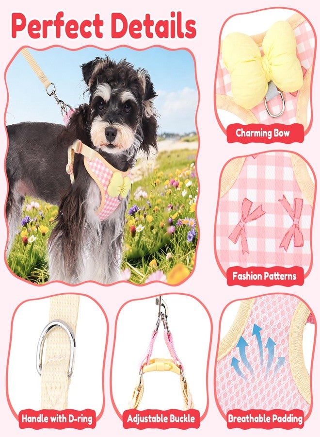 Coppthinktu Dog Harness for Small Sized Dogs, Puppy Cat Harness with Leash Set No Pull Dog Harness Adjustable Reflective Step-in Pet Vest Harnesses with Cute Bow Soft Padded Outdoor Walking - Image 4