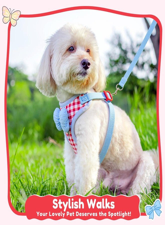 Coppthinktu Dog Harness for Small Sized Dogs, Puppy Cat Harness with Leash Set No Pull Dog Harness Adjustable Reflective Step-in Pet Vest Harnesses with Cute Bow Soft Padded Outdoor Walking - Image 2