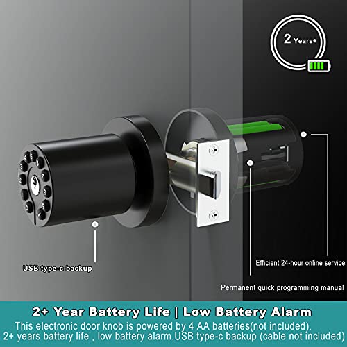 BOTHSTAR Keypad Door Knob with Key,Keyless Entry Door Lock, Code Locks Door Knob, Auto Lock,50 User Code,Easy to Install,for Home,Office,Bedroom,Garage,No Deadbolt - Image 4
