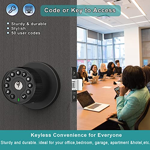 BOTHSTAR Keypad Door Knob with Key,Keyless Entry Door Lock, Code Locks Door Knob, Auto Lock,50 User Code,Easy to Install,for Home,Office,Bedroom,Garage,No Deadbolt - Image 3