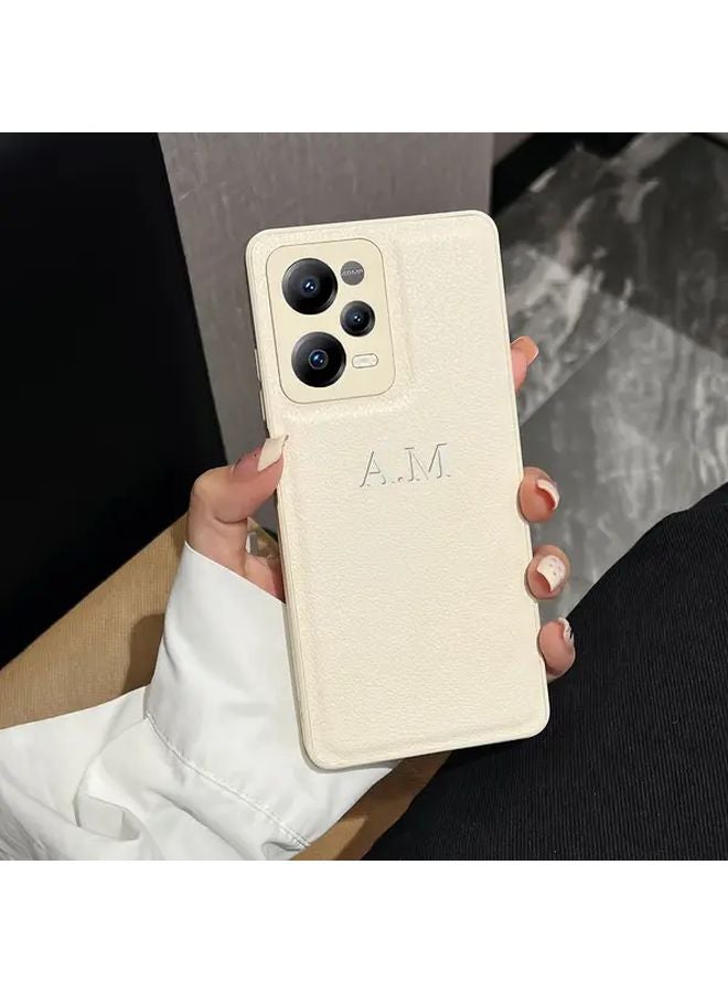 Custom Name Khaki Phone Case For Redmi Note 14 5G India Faux Leather Design - Image 3