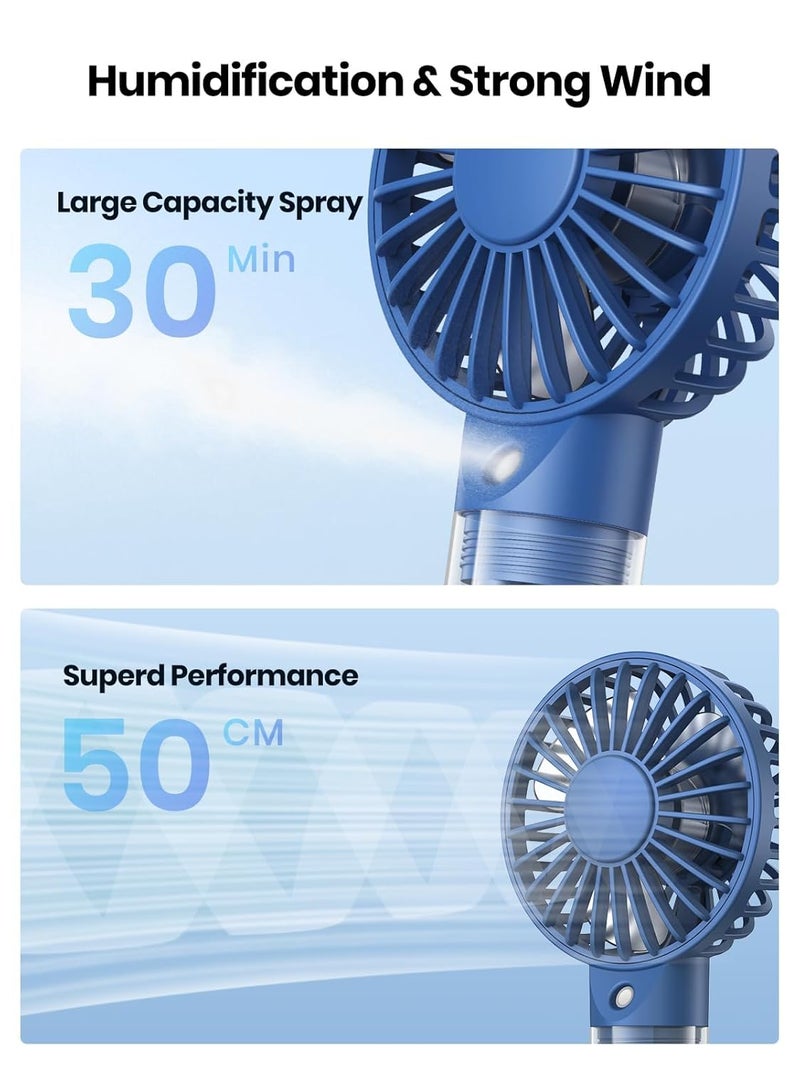 TOPK مروحة رذاذ محمولة - مروحة يدوية قابلة لإعادة الشحن برذاذ ماء شخصي سعة 32 مل مروحة تبريد صغيرة للسفر، الهواء الطلق، المكياج، التخييم، المنزل، واستخدام المكتب (أزرق) - Image 4