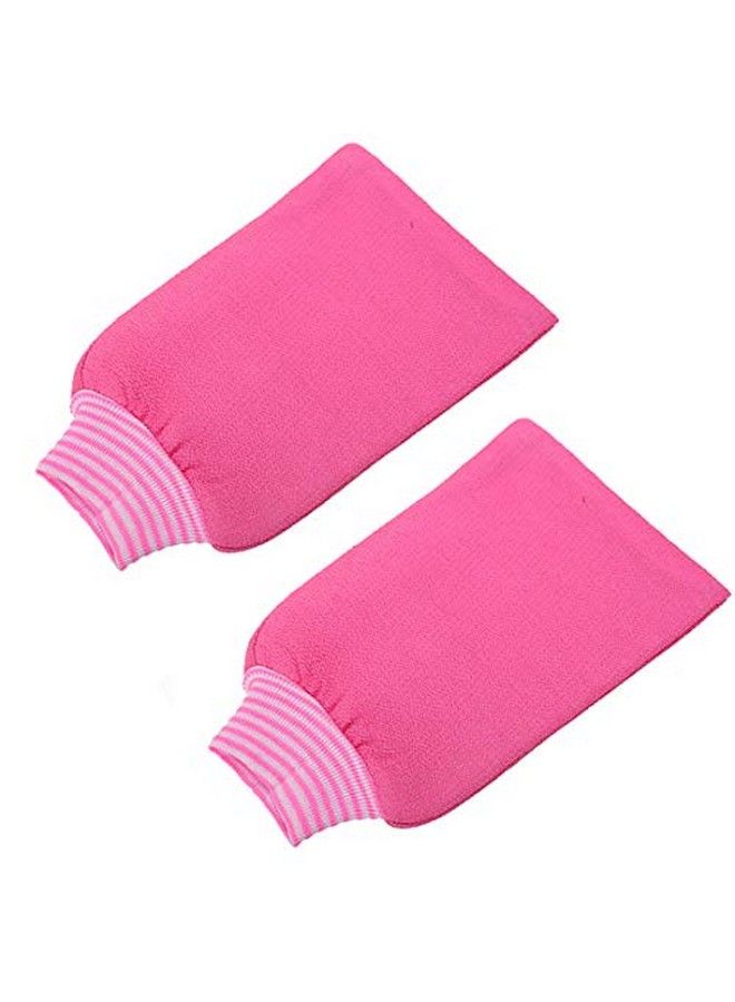 LissomPlume 2 Pack Exfoliating Body Scrub Bath Towel Mitt ; Large Shower Gloves Mitten ; Remove Dead Skin ; Double Sided Available ; Men Women ; Rose Red - Image 2