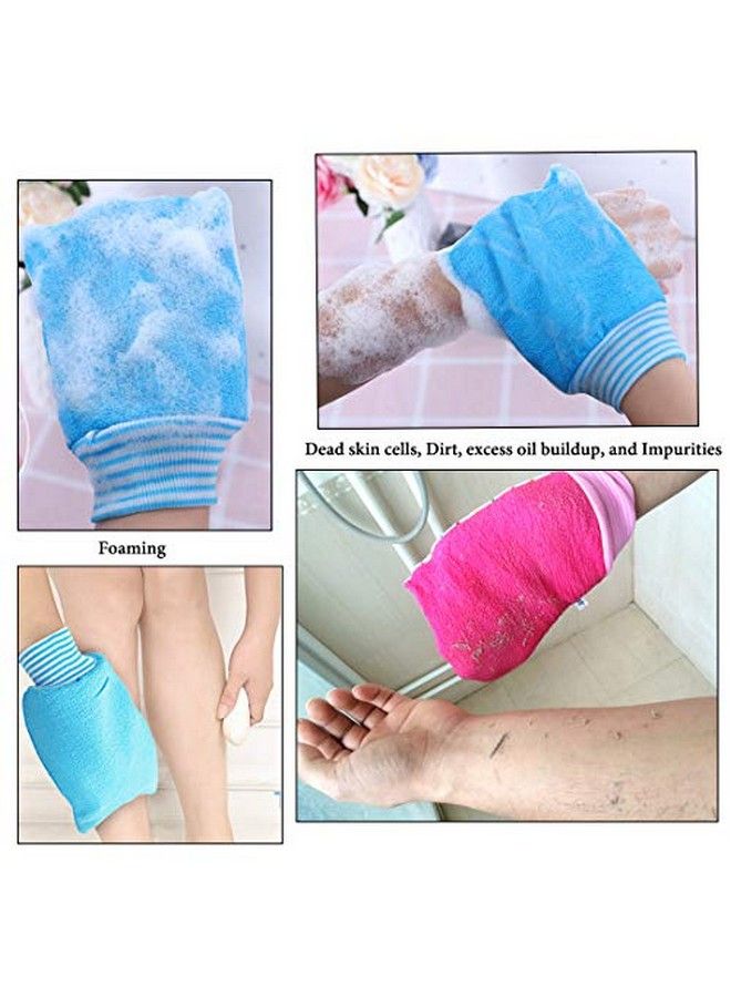 LissomPlume 2 Pack Exfoliating Body Scrub Bath Towel Mitt ; Large Shower Gloves Mitten ; Remove Dead Skin ; Double Sided Available ; Men Women ; Rose Red - Image 4