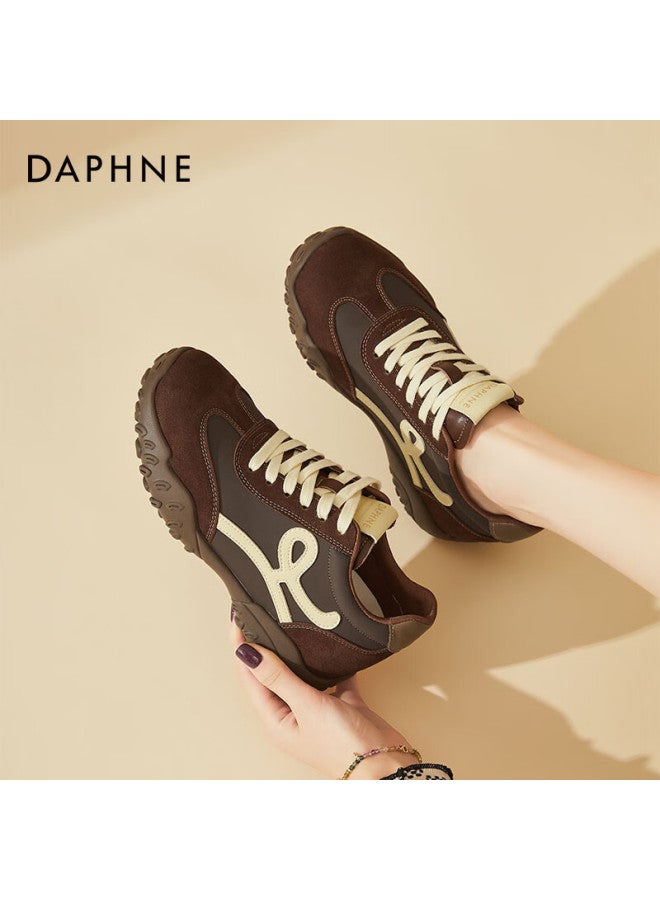 Daphne Women's Thick Sole Hidden Height Casual Shoes, Slimming Comfortable Soft Sole Low-top Sneakers, Brown, Size 39 - Image 4