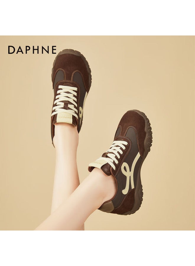 Daphne Women's Thick Sole Hidden Height Casual Shoes, Slimming Comfortable Soft Sole Low-top Sneakers, Brown, Size 39 - Image 5