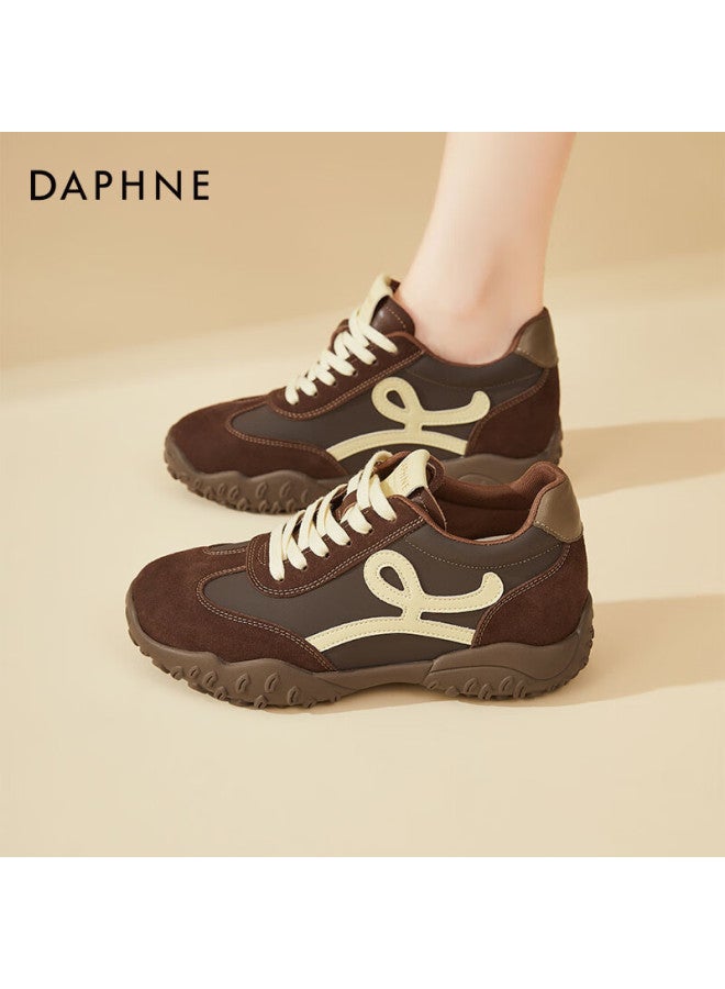 Daphne Women's Thick Sole Hidden Height Casual Shoes, Slimming Comfortable Soft Sole Low-top Sneakers, Brown, Size 39 - Image 2