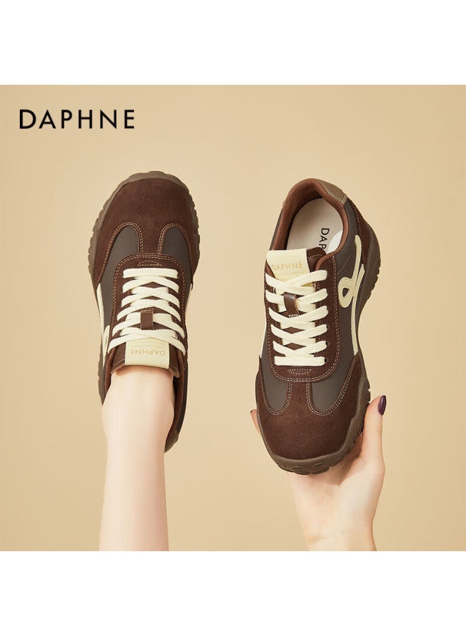 Daphne Women's Thick Sole Hidden Height Casual Shoes, Slimming Comfortable Soft Sole Low-top Sneakers, Brown, Size 39 - Image 1
