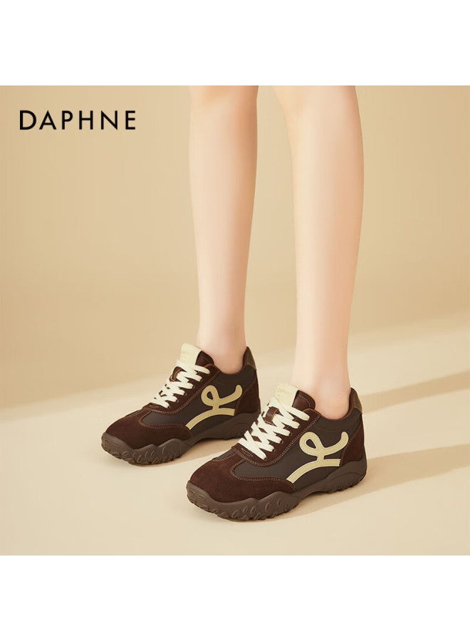 Daphne Women's Thick Sole Hidden Height Casual Shoes, Slimming Comfortable Soft Sole Low-top Sneakers, Brown, Size 39 - Image 3