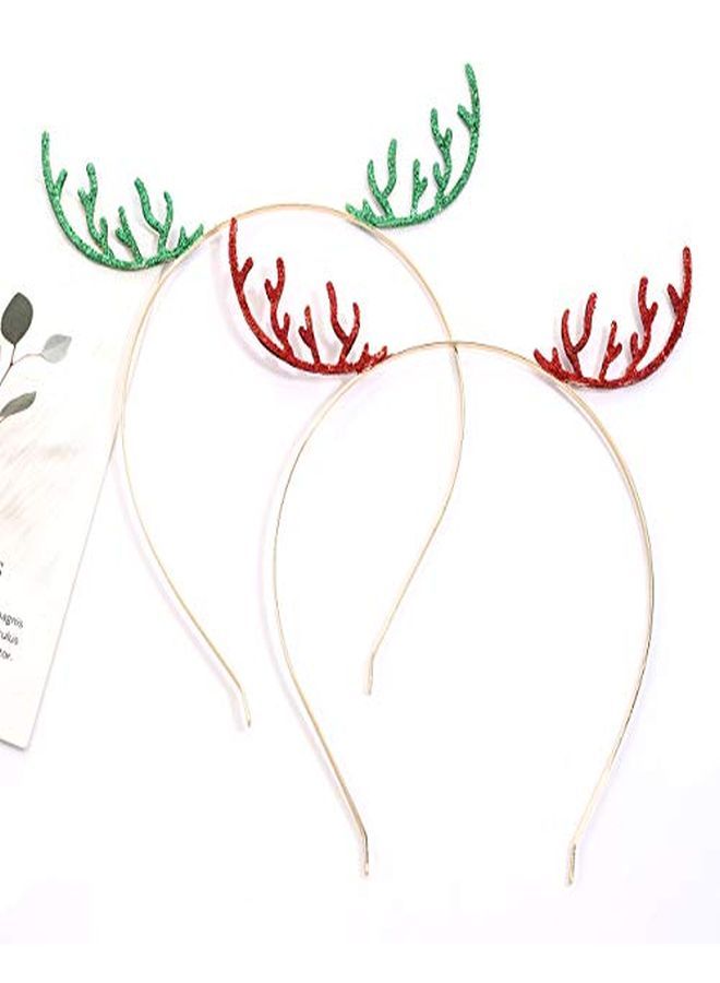 NVENF Christmas Headbands Glitter Xmas Reindeer Antler Hairbands For Women Girls Shiny Deer Horn Hair Hoop Holiday Hair Accessory Gifts (Style A Antler)  - Image 4